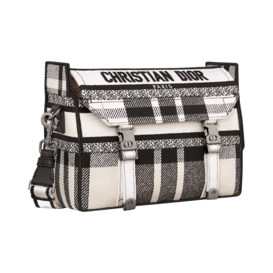 디올 스몰 캠프백 블랙 화이트 체크앤디올 자수(Dior Small Camp Bag Black White Check’n'Dior Embroidery) - 2