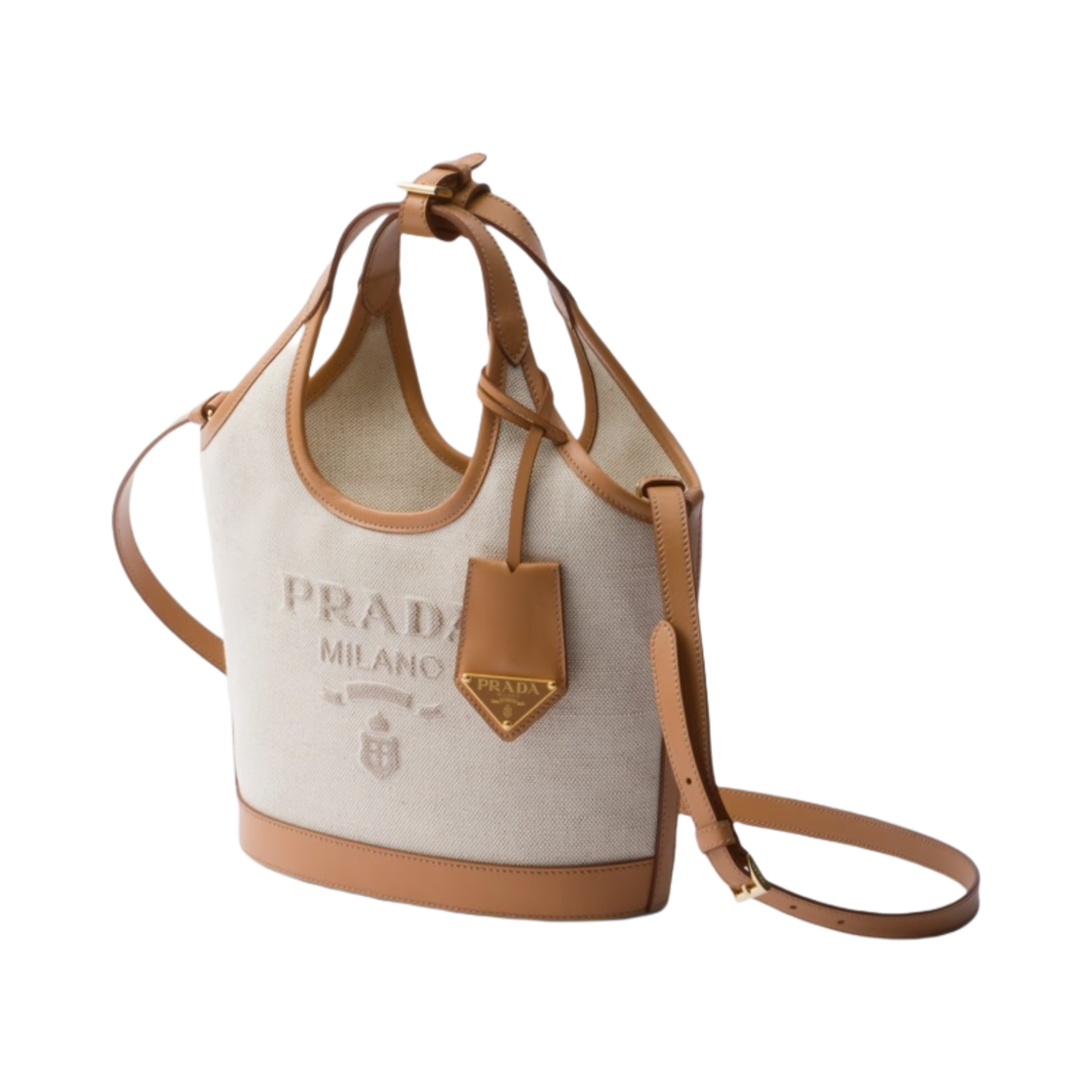 프라다 리넨 혼방 및 레더 미니 버클 백 내츄럴(Prada Linen Blend and Leather Mini Buckle Bag Natural) - 2