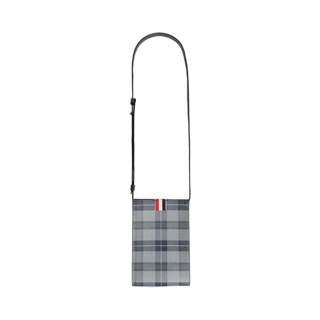톰브라운 타탄 페블 그레인 레더 크로스바디 폰 홀더 미디움 그레이(Thom Browne Tartan Pebble Grain Leather Crossbody Phone Holder Medium Grey) - 1