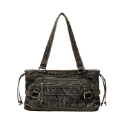 Matin Kim Washed Denim Square Shoulder Bag Black