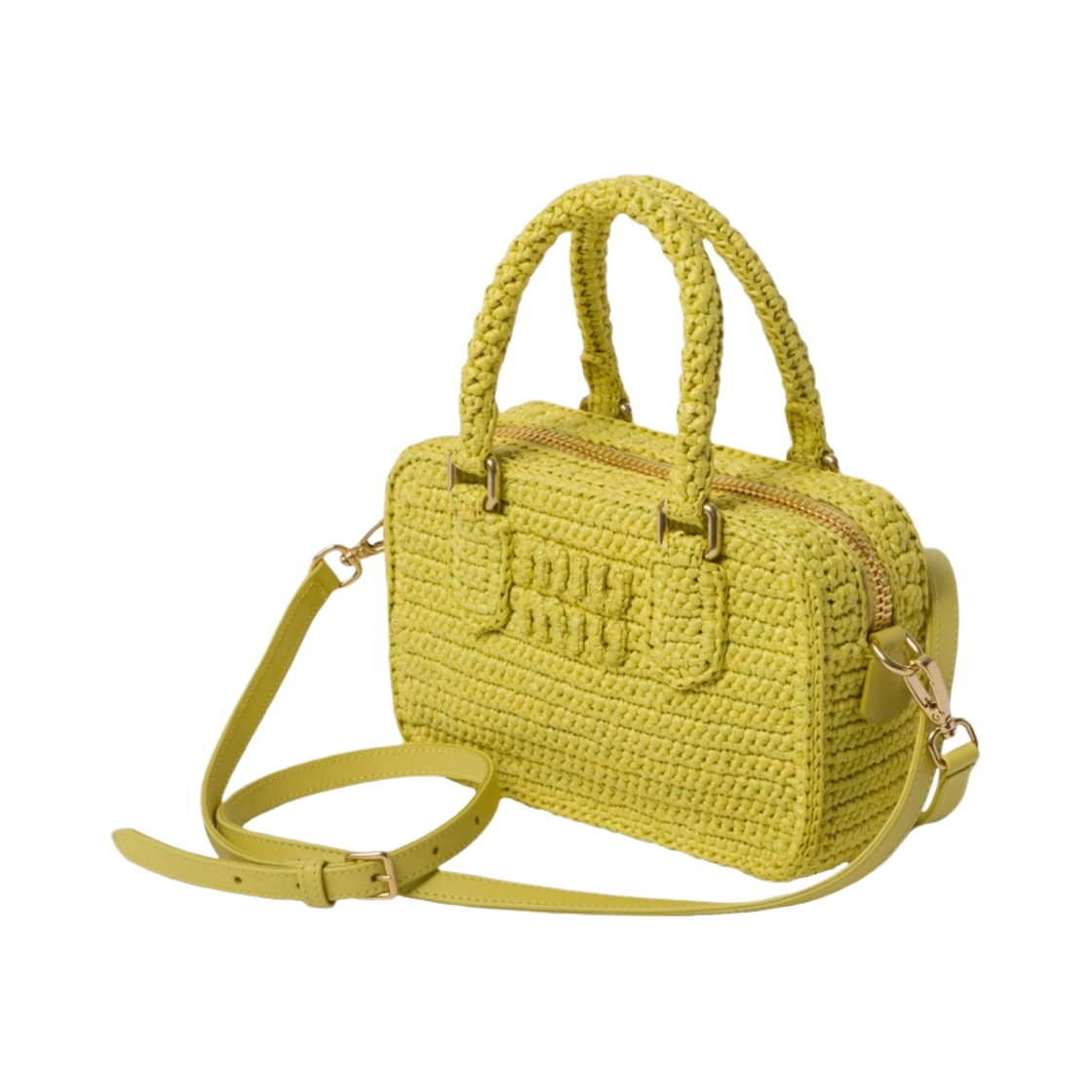 미우 미우 크로셰 탑 핸들 백 시트론 옐로우(Miu Miu Crochet Top Handle Bag Citron Yellow) - 2