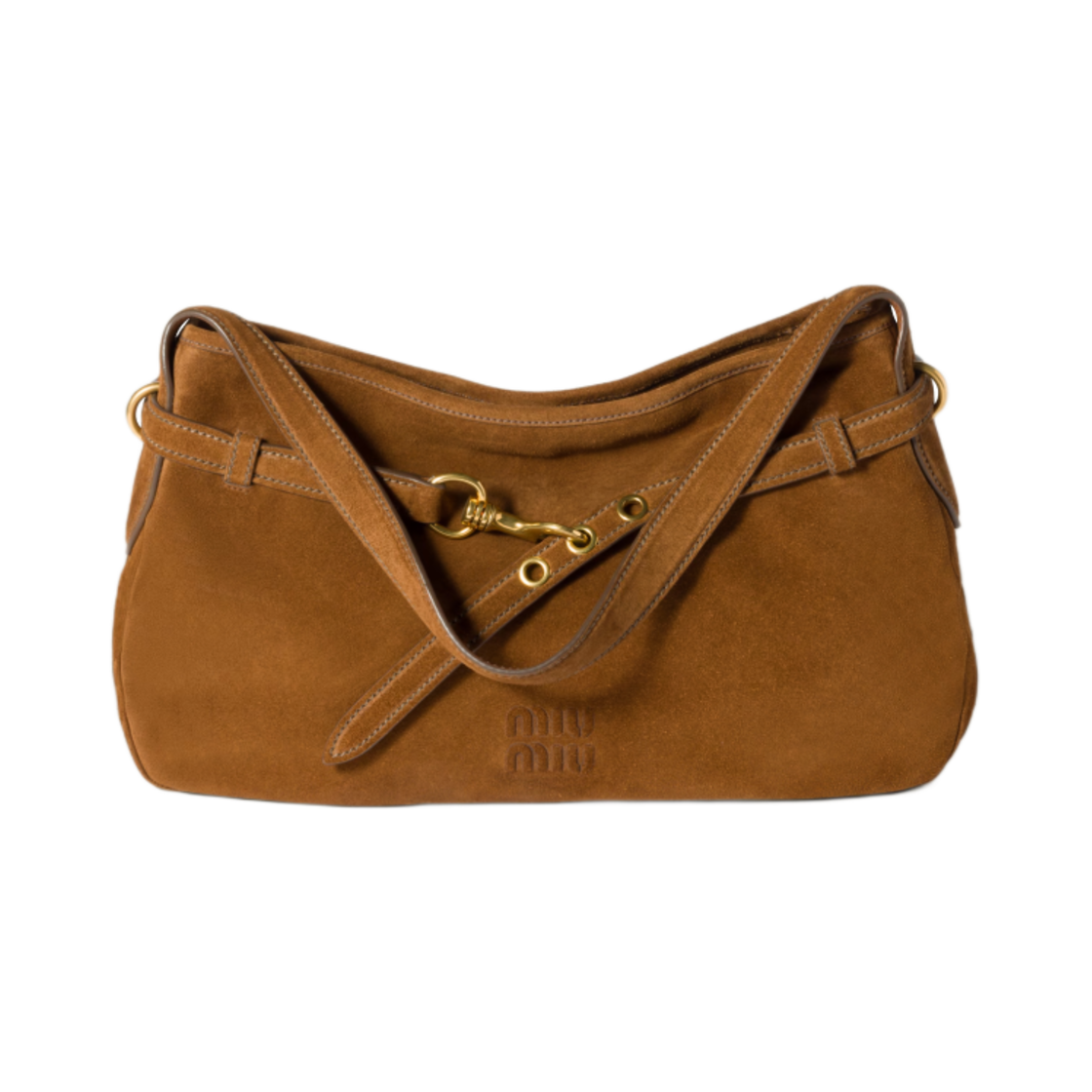 5BC181-2CSS-F0316 Miu Miu Suede Aventure Medium Bag Oak