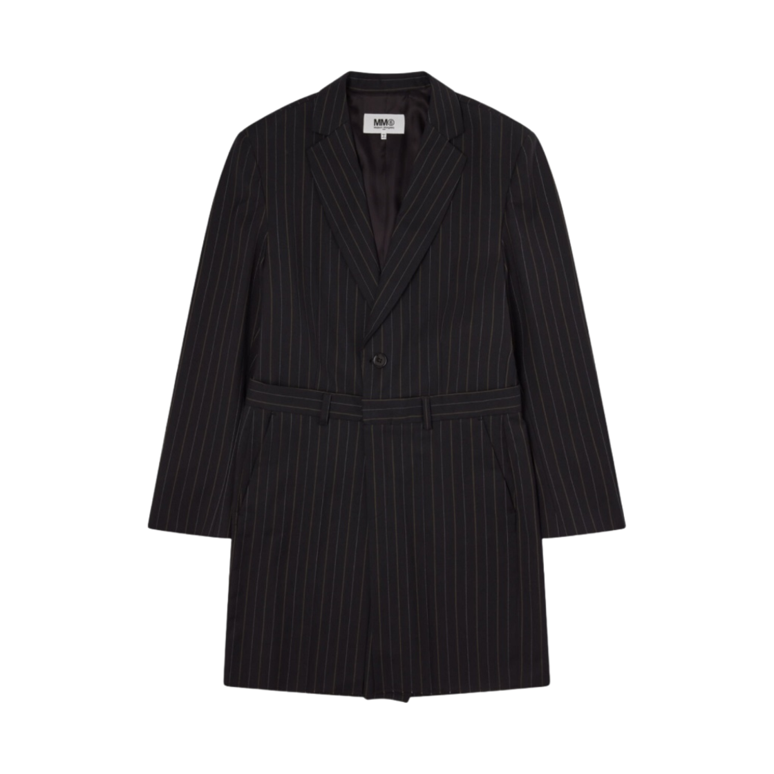 S52BN0098S54899001F (W) MM6 Maison Margiela Pinstripe Long Line Blazer Black