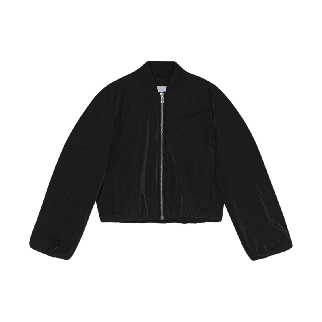 (W) 가니 트윌 오버사이즈 숏 봄버 자켓 블랙((W) Ganni Twill Oversized Short Bomber Jacket Black)