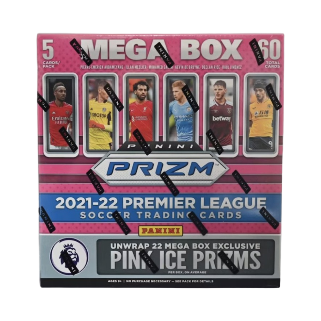 파니니 프리즘 2021/22 프리미어 리그 축구 메가 박스 (12팩) - 핑크 아이스 프리즘(Panini Prizm 2021/22 Premier League Soccer Mega Box (Pack of 12) - Pink Ice Prizms)