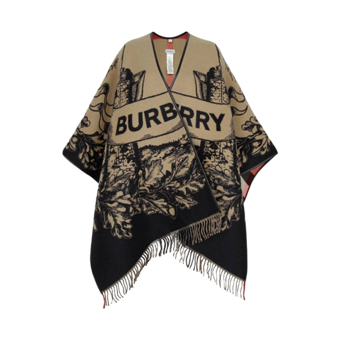 8074875 (W) Burberry EKD Reversible Check Wool Cape Archive Beige