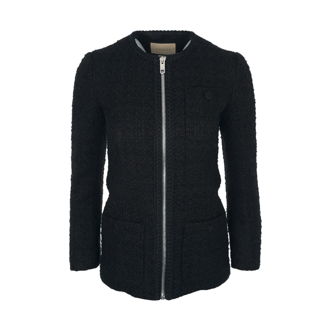 ITMUQ7L4OQCA Gucci Tweed Zipper Jacket 36 Black