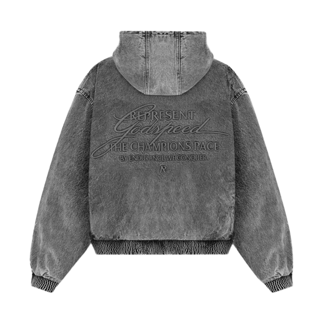 리프레젠트 RS 후드 데님 봄버 차콜 그레이 - 24FW(Represent R5 Hooded Denim Bomber Charcoal Grey - 24FW)
