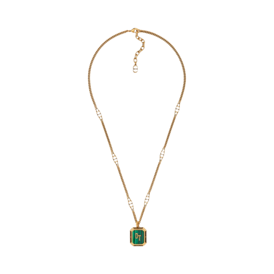 디올 x 데님 티어스 디올 티어스 펜던트 네클리스 골드 피니쉬 브래스 말라카이트(Dior x Denim Tears Dior Tears Pendant Necklace Gold Finish Brass Malachite) - 1