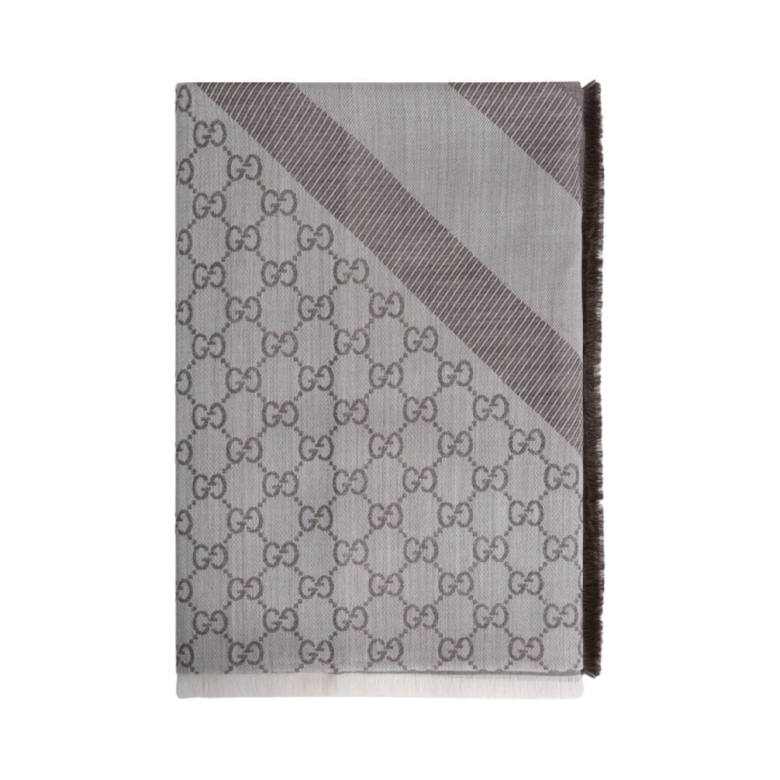 281942-3G704-1578 Gucci GG Jacquard Wool Silk Scarf Beige