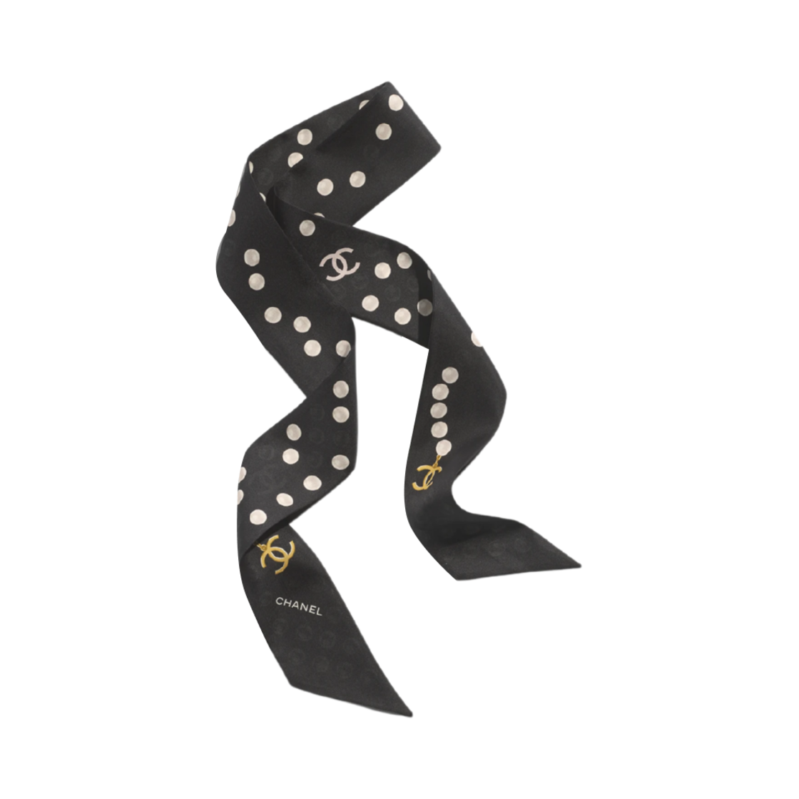 AAA912-B20009-NAFWI (W) Chanel Slim Bandeau Silk Twill & Black Ecru