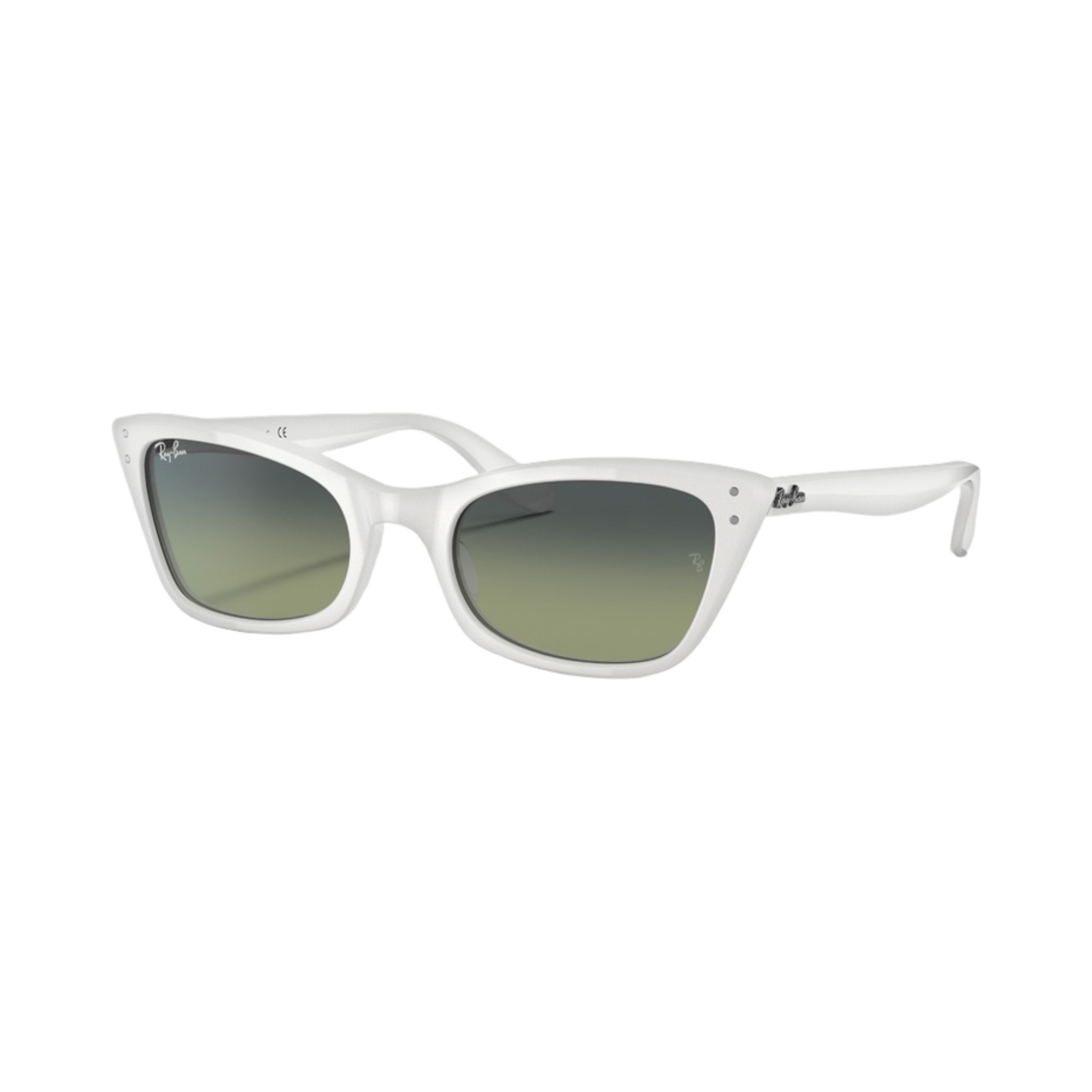 (W) 레이밴 레이디 버뱅크 폴리쉬드 화이트 프레임 그린 빈티지 렌즈 하이 브릿지 핏((W) Ray-Ban Lady Burbank Polished White Frame Green Vintage Lenses High Bridge Fit) - 1