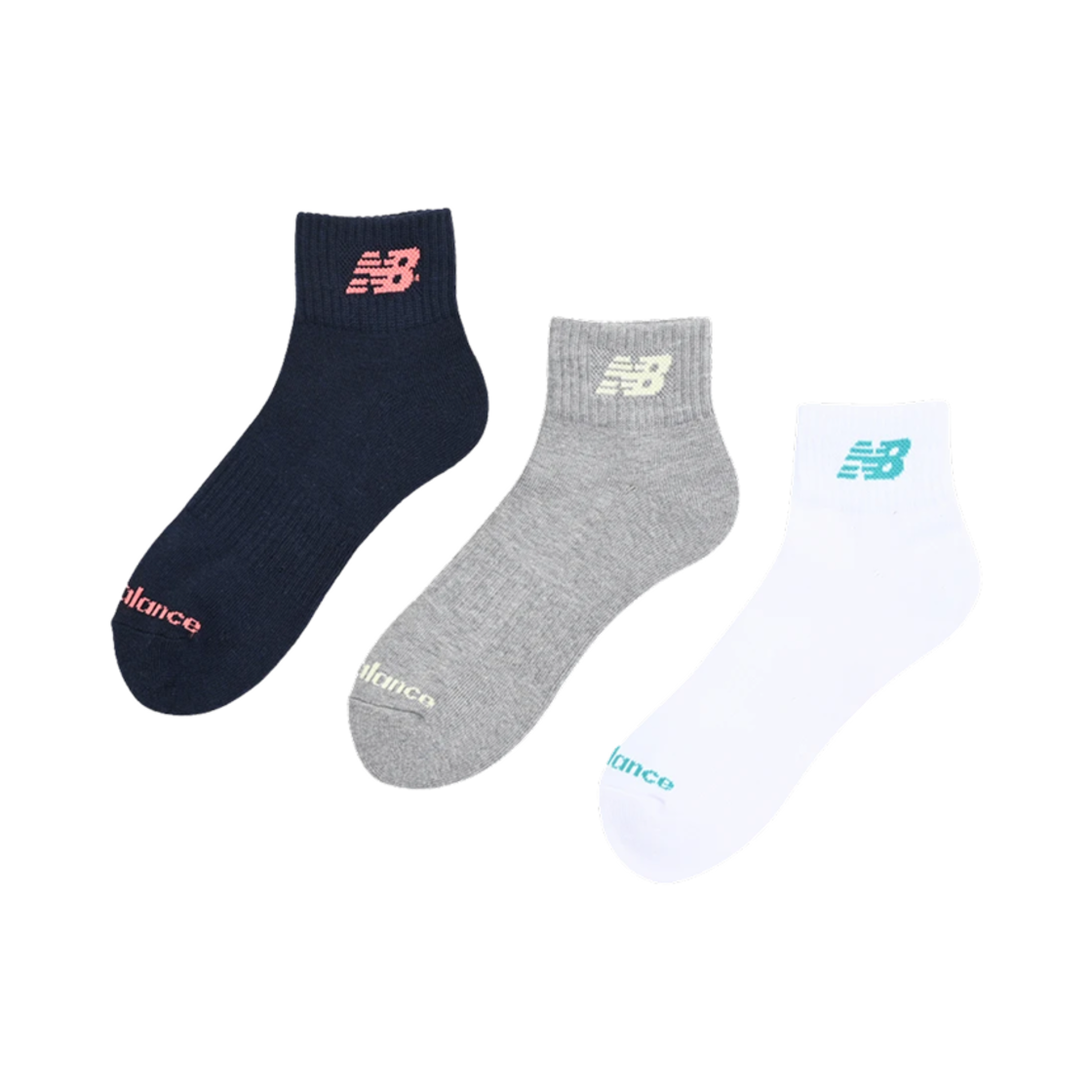뉴발란스 앵클 삭스 멀티컬러 (3개입)(New Balance Ankle Socks Multicolor (3 Pack))