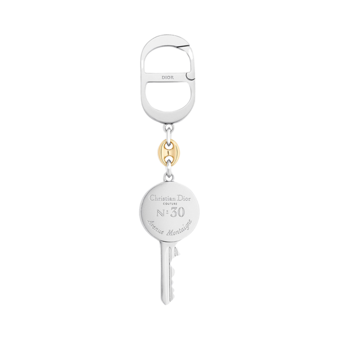 디올 까나쥬 키링 실버 앤 골드 피니쉬 브라스(Dior Cannage Key Ring Silver and Gold Finish Brass) - 1