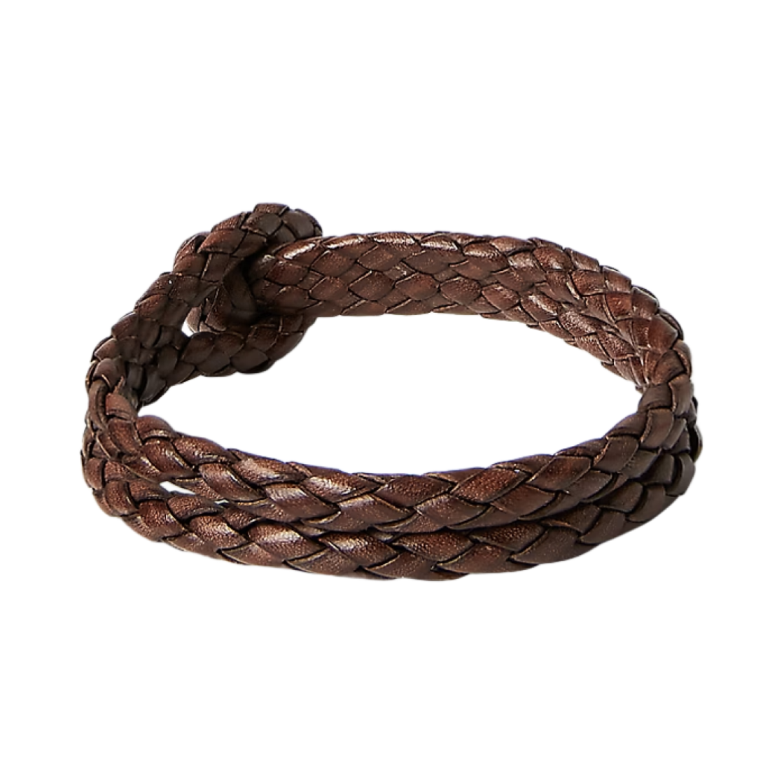 MARRJWL0K320012200 Double RL Hand Braided Leather Bracelet Brown