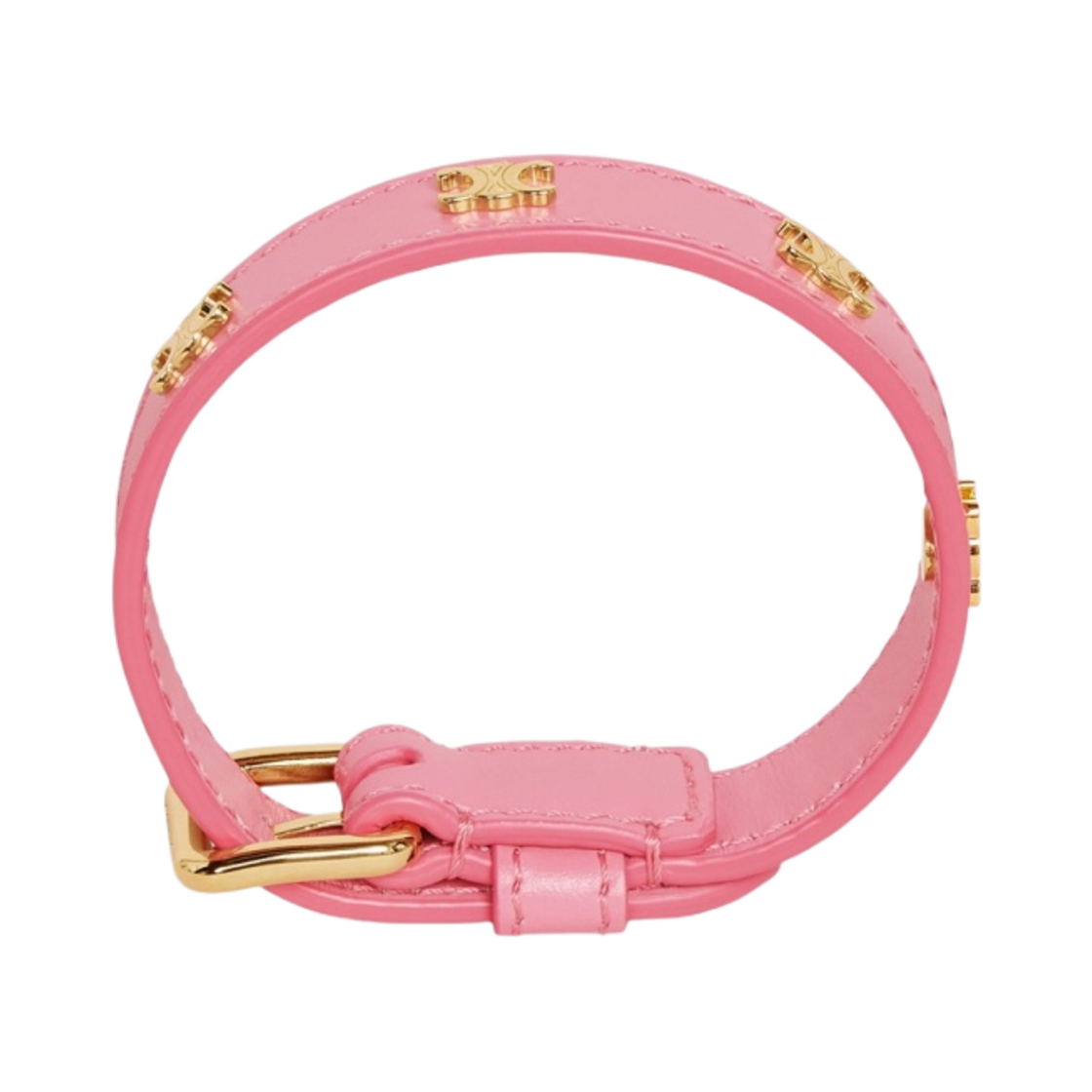 (W) 셀린느 브래스 골드 피니시 트리옹프 멀티 레더 브레이슬릿 골드 플라밍고((W) Celine Triomphe Multi Leather Bracelet in Brass with Gold Finish Gold Flamingo) - 1