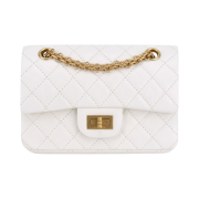 Chanel Mini 2.55 Handbag Aged Calfskin & Gold White