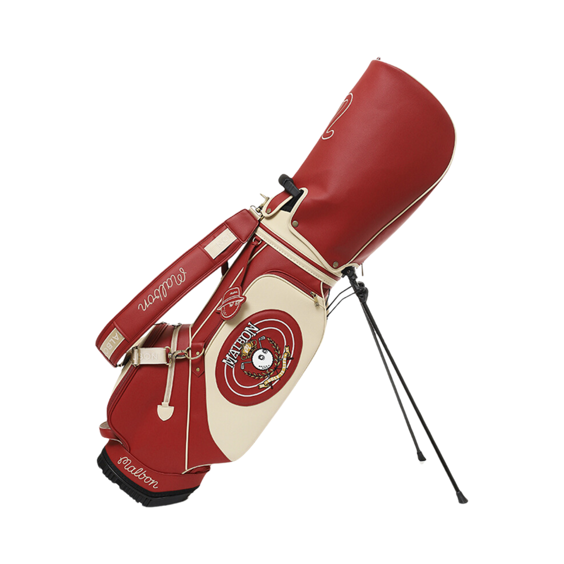 말본 골프 뉴트로 헤리티지 스탠드백 레드(Malbon Golf Netro Heritage Stand Bag Red) - 2
