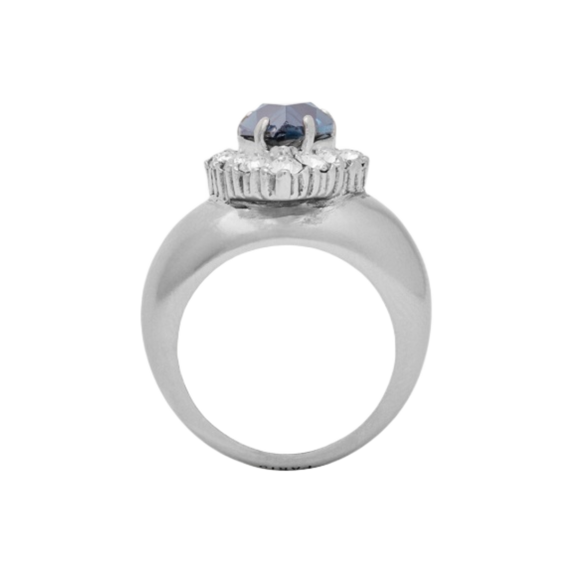 (W) 생로랑 에메랄드 프린세스 링 메탈 팔라디움 크리스탈 앤 블루((W) Saint Laurent Emerald Princess Ring In Metal Palladium Crystal And Blue) - 1