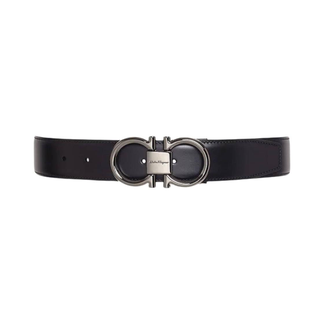 679938-694531 Ferragamo Reversible and Adjustable Calfskin Leather Gancini Belt Black Hickory