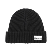 Ganni Rib Knit Beanie Black