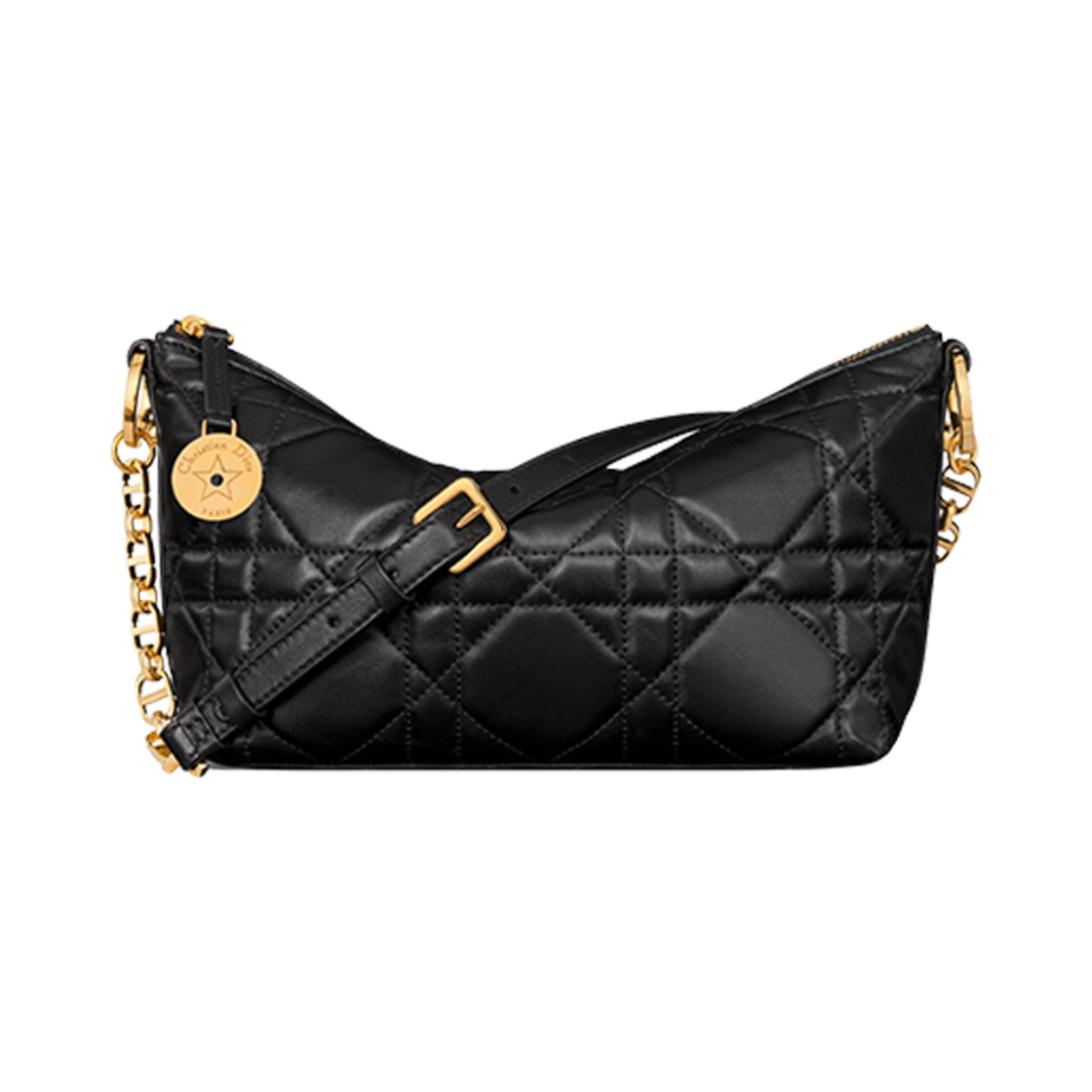 디올 스타 호보 백 체인 블랙 매크로까나쥬 램스킨(Dior Star Hobo Bag with Chain Black Macrocannage Lambskin) - 1