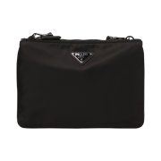 Prada Re-Nylon and Saffiano Leather Shoulder Bag Black