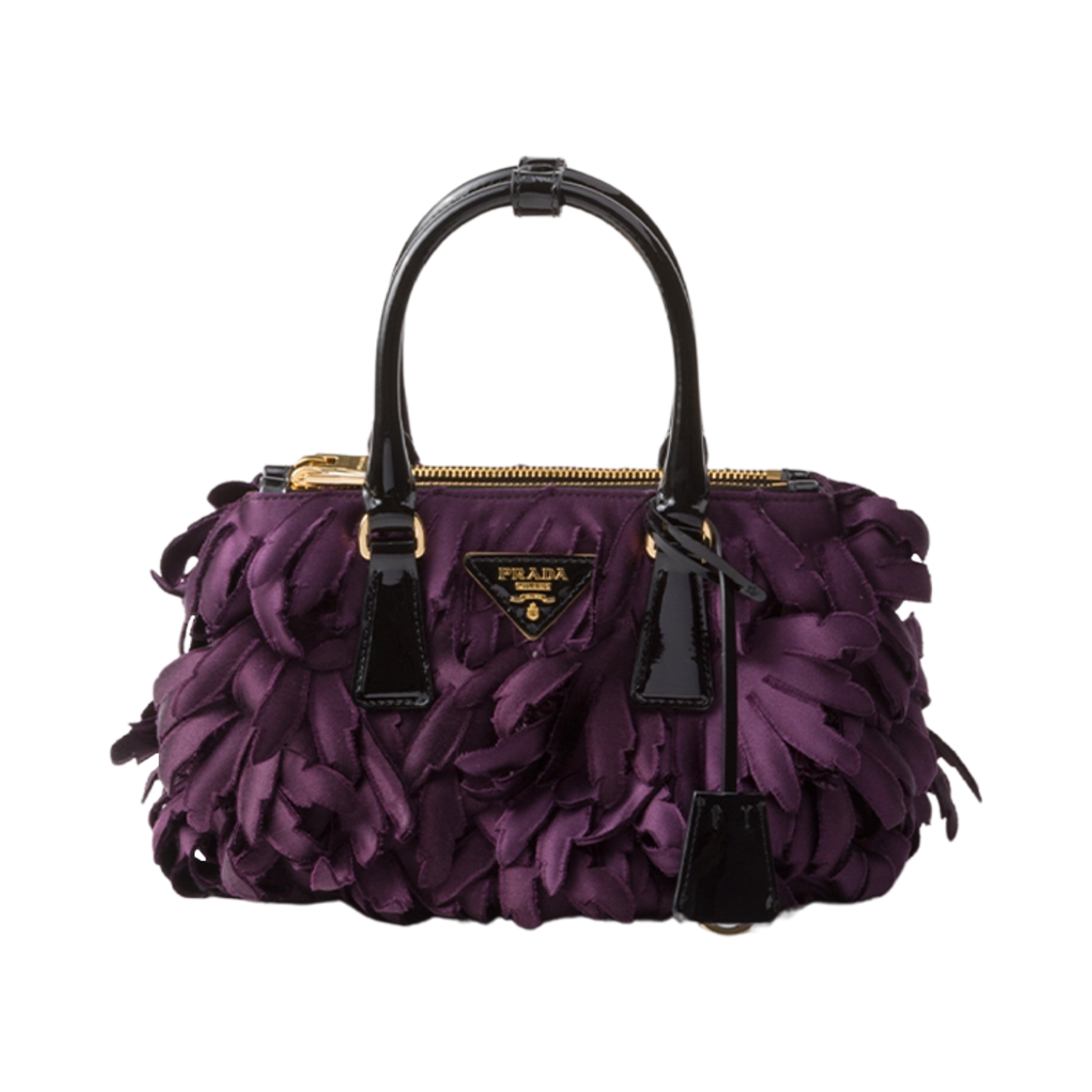 프라다 사틴 앤 페이턴트 레더 프라다 갤러리아 미니 백 플럼 블랙(Prada Satin and Patent Leather Prada Galleria Mini-Bag Plum Black) - 1