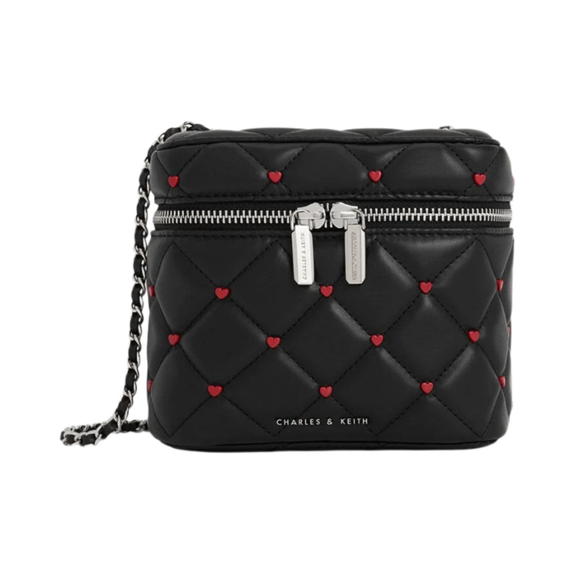 찰스앤키스 네주 퀼티드 하트 프린트 백 느와르(Charles & Keith Nezu Quilted Heart Print Bag Noir)