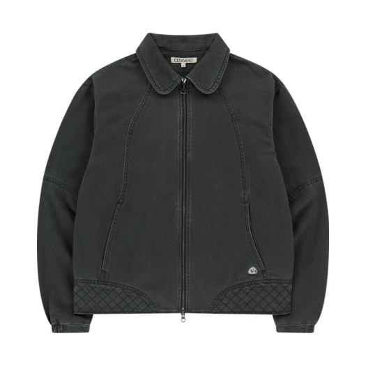 SU2501JK04-bg COYSEIO Round Collar Stitch Jacket Blue Grey