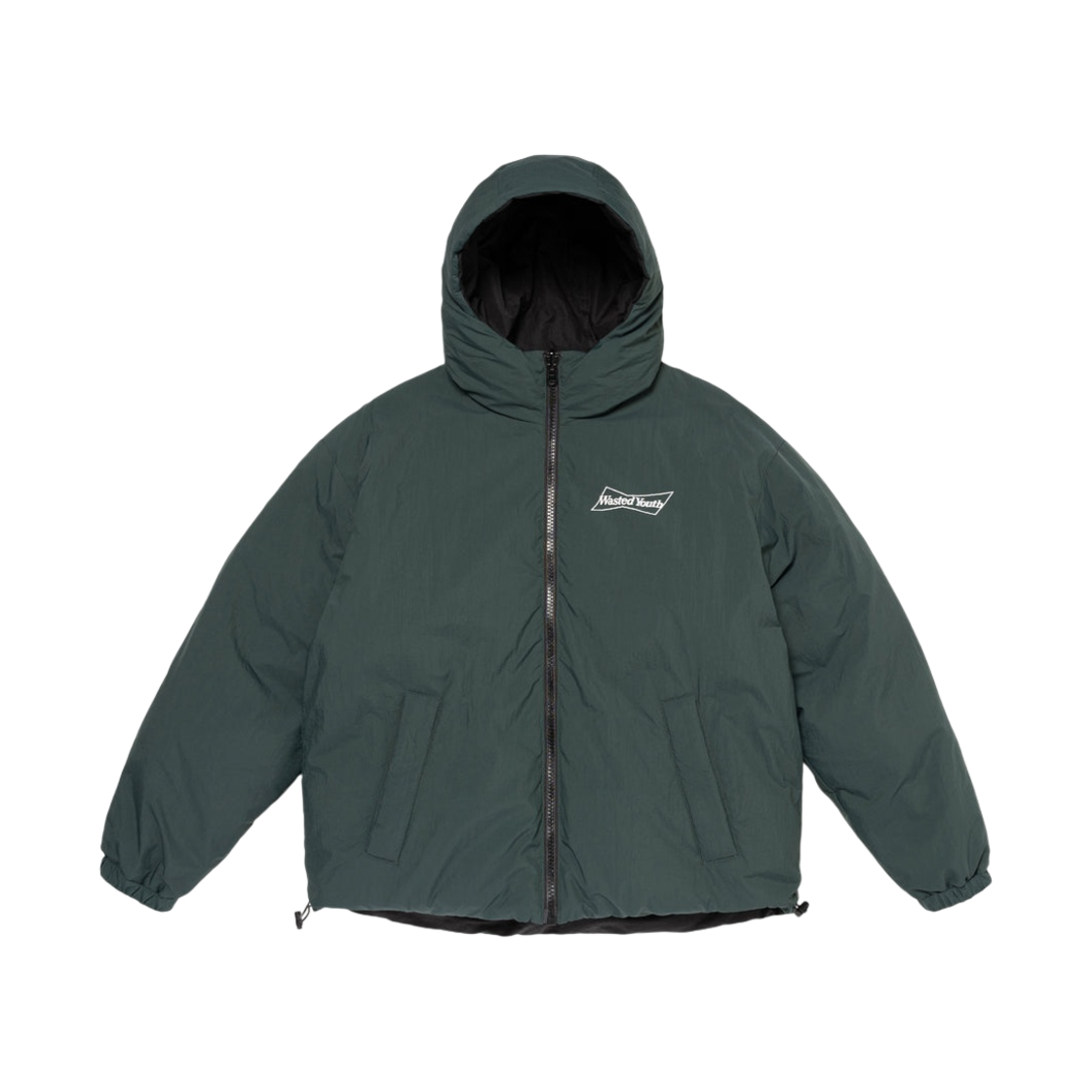 베르디 웨이스티드 유스 리버서블 패디드 후드 자켓 그린(Verdy Wasted Youth Reversible Padded Hood Jacket Green)