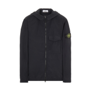 Stone Island 12402 Naslan Light Garment Dyed Hooded Overshirt Black - 22SS