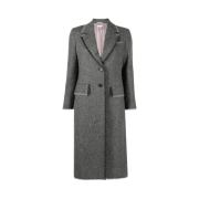 (W) Thom Browne Solid Donegal Tweed Wide Lapel Overcoat Medium Grey