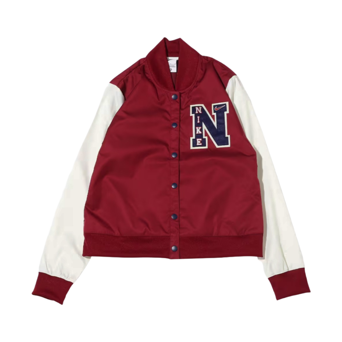 (W) 나이키 NSW 바시티 자켓 다크 비트루트 - 아시아((W) Nike NSW Varsity Jacket Dark Beetroot - Asia)