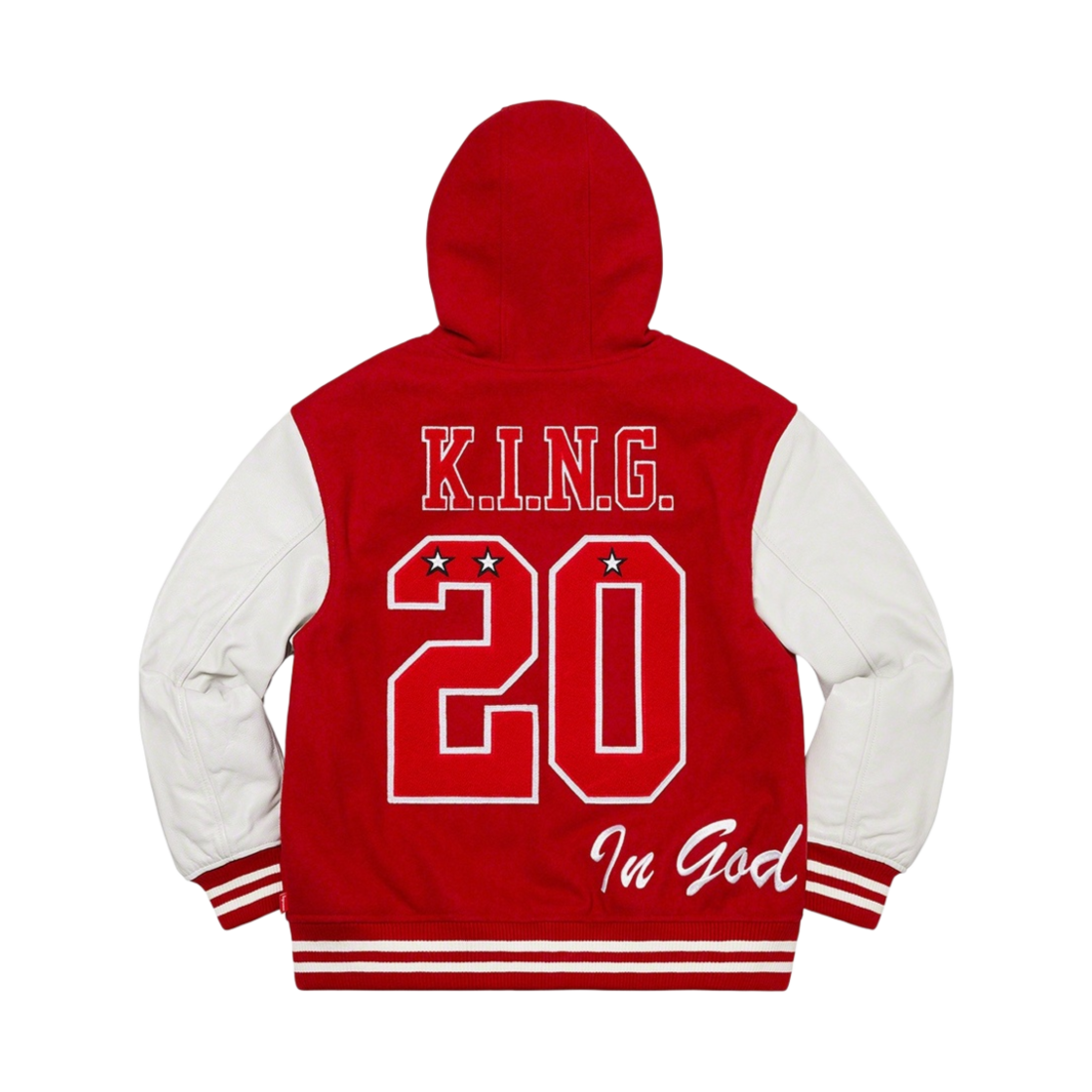 슈프림 킹 후드 바시티 자켓 레드 - 20FW(Supreme King Hooded Varsity Jacket Red - 20FW) - 3
