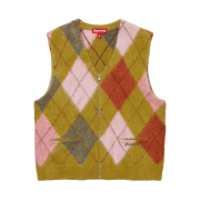 Supreme Brushed Argyle Zip Up Vest Olive - 24SS