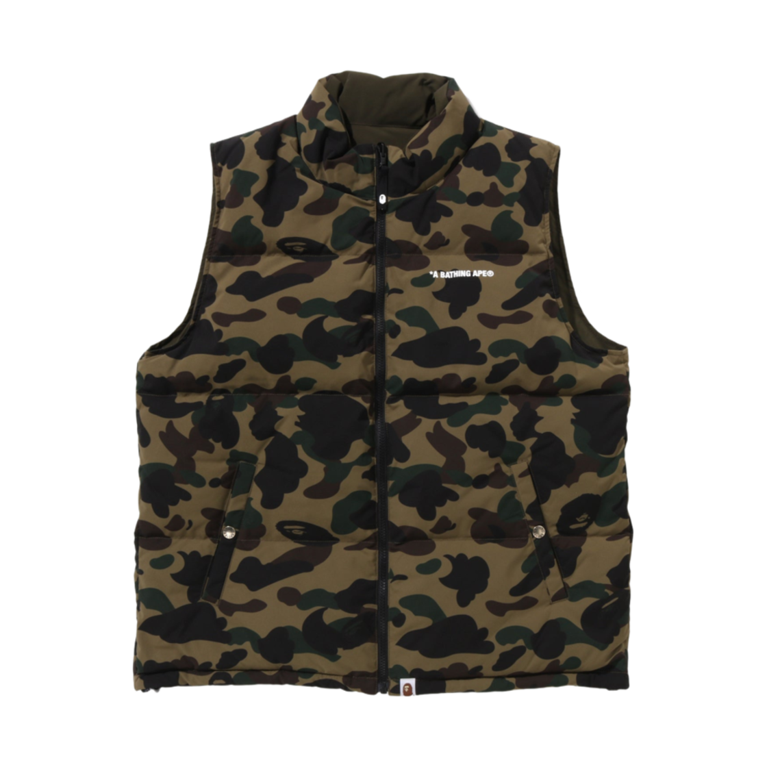 베이프 퍼스트 카모 리버시블 다운 베스트 그린(BAPE 1st Camo Reversible Down Vest Green)