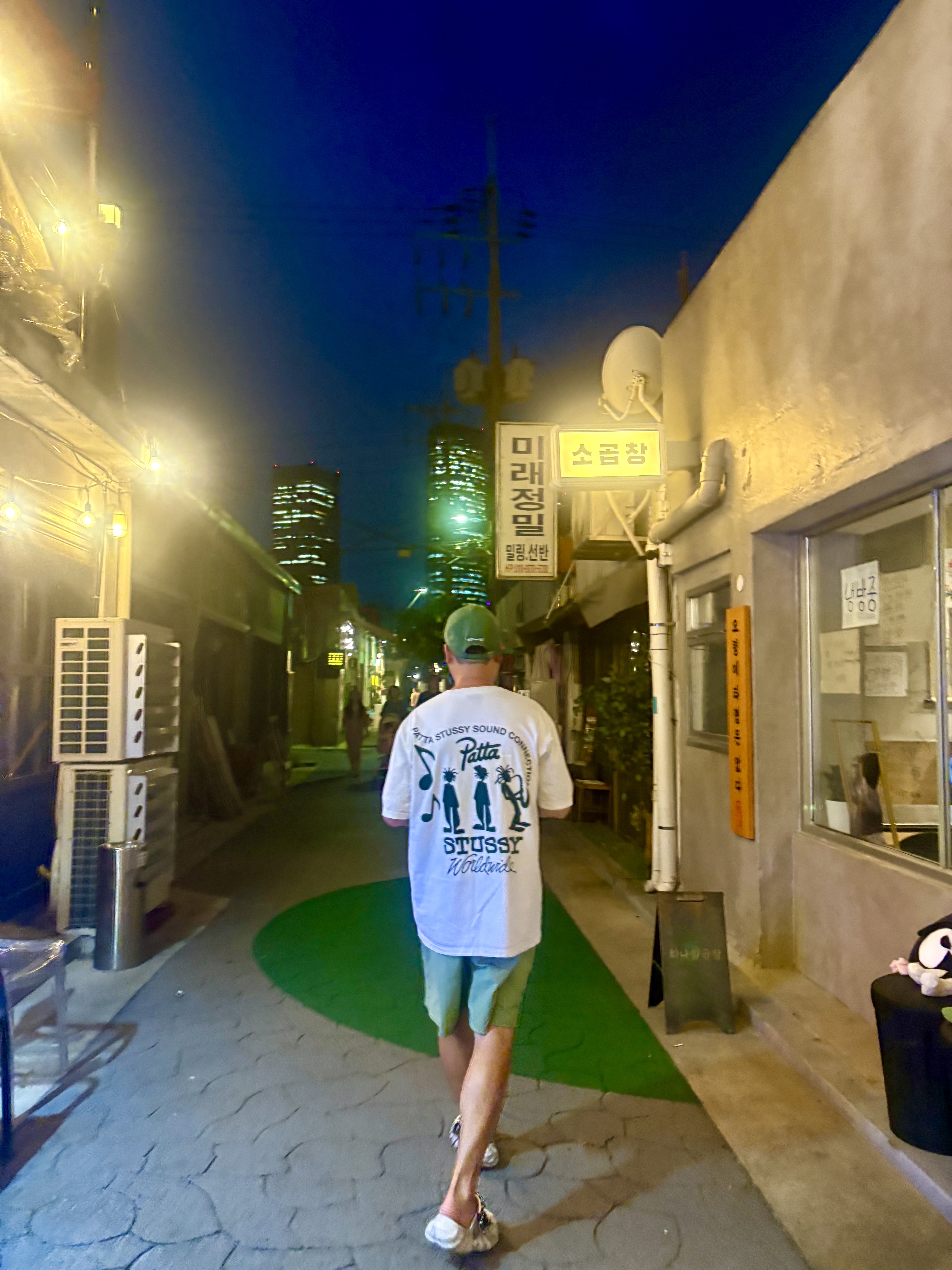 Emis Wappen Ball Cap Green, Stussy x Patta Sound Connection T-Shirt White 착용 스타일 - 2