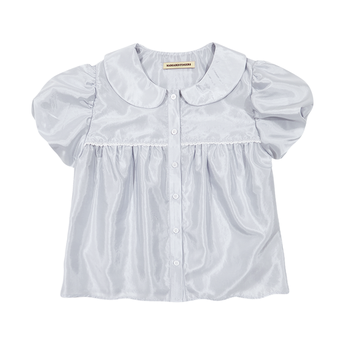 마가린핑거스 시어 퍼프 블라우스 파우더 블루(Margarin Fingers Sheer Puff Blouse Powder Blue)