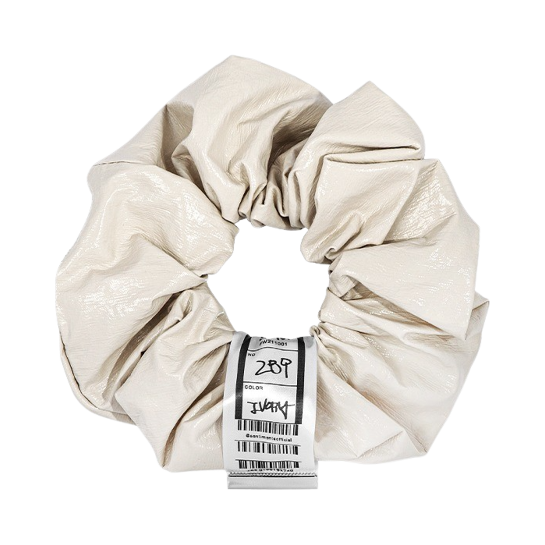 센티멍 넘버 289 에나멜 램스킨 헤어 스크런치 아이보리