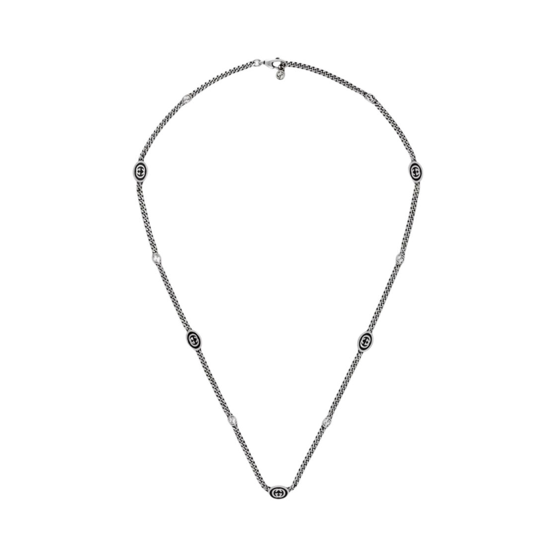 구찌 씬 인터로킹 G 에나멜 네클리스 실버(Gucci Thin Interlocking G Enamel Necklace Silver) - 1