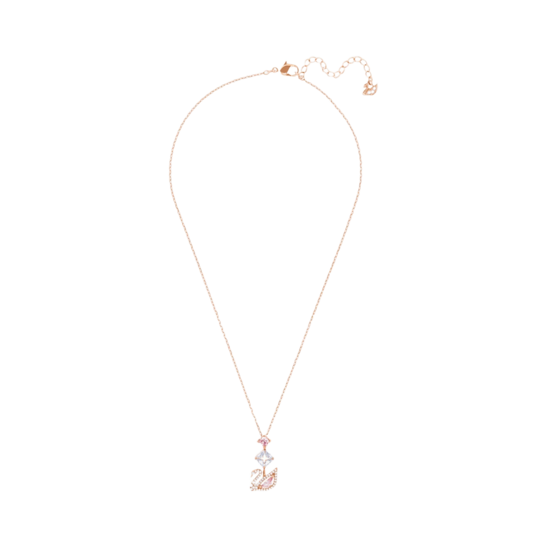 (W) 스와로브스키 다즐링 스완 Y 네클리스 핑크 로즈 골드 플래팅((W) Swarovski Dazzling Swan Y Necklace Pink Rose Gold Plated)