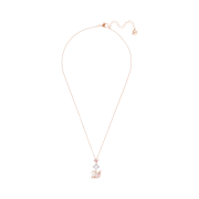 (W) Swarovski Dazzling Swan Y Necklace Pink Rose Gold Plated