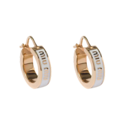 (W) Miu Miu Enameled Metal Earrings White