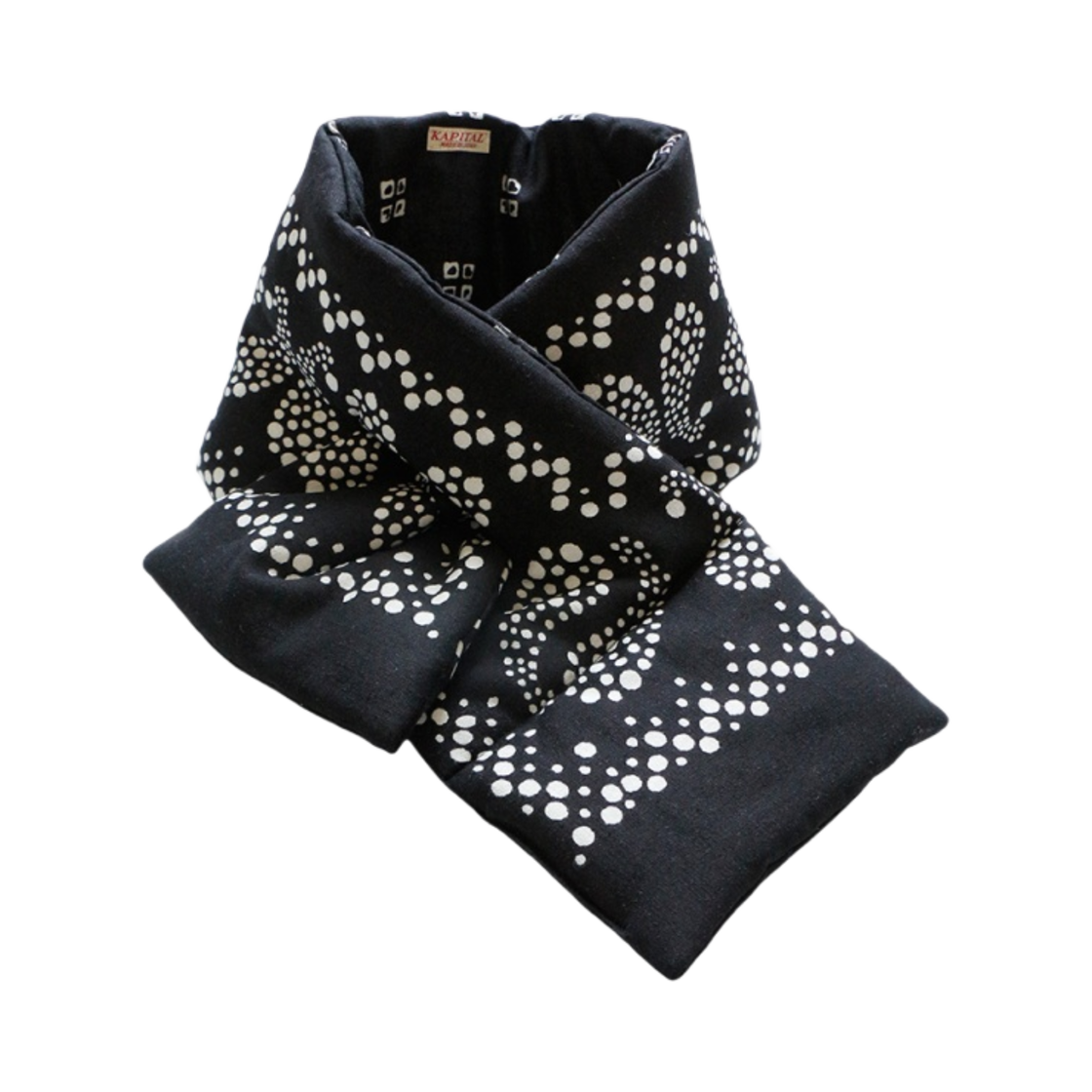 캐피탈 헴프 레이온 반다나 패턴 케사 머플러 블랙(Kapital Hemp Rayon Bandana Pattern Kesa Muffler Black)