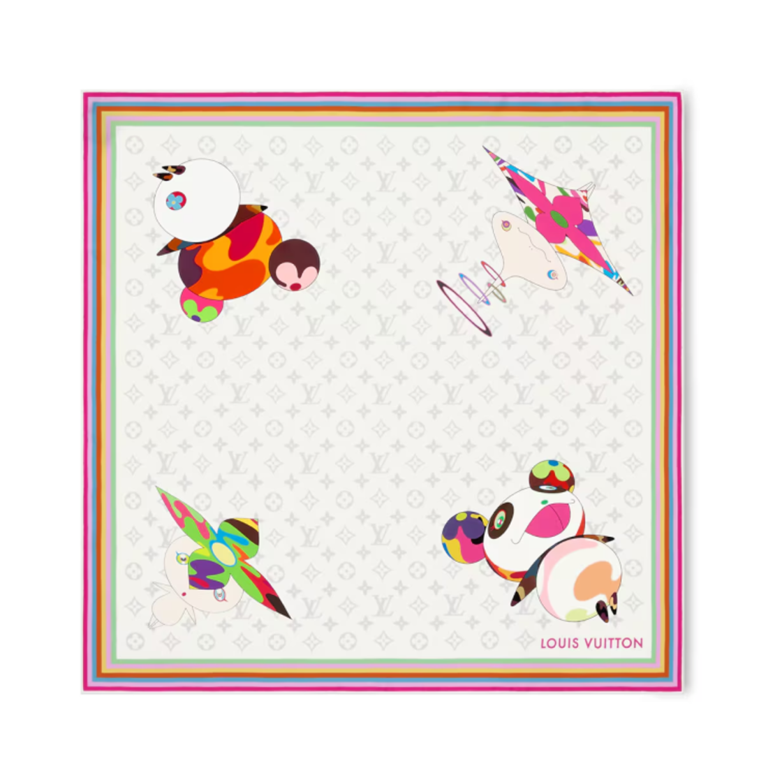 M96273 (W) Louis Vuitton x Murakami Takashi Monogram Superflat Characters Square 70 White