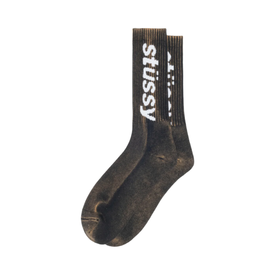스투시 워시드 헬베티카 크루 삭스 블랙(Stussy Washed Helvetica Crew Socks Black)
