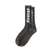 Stussy Washed Helvetica Crew Socks Black