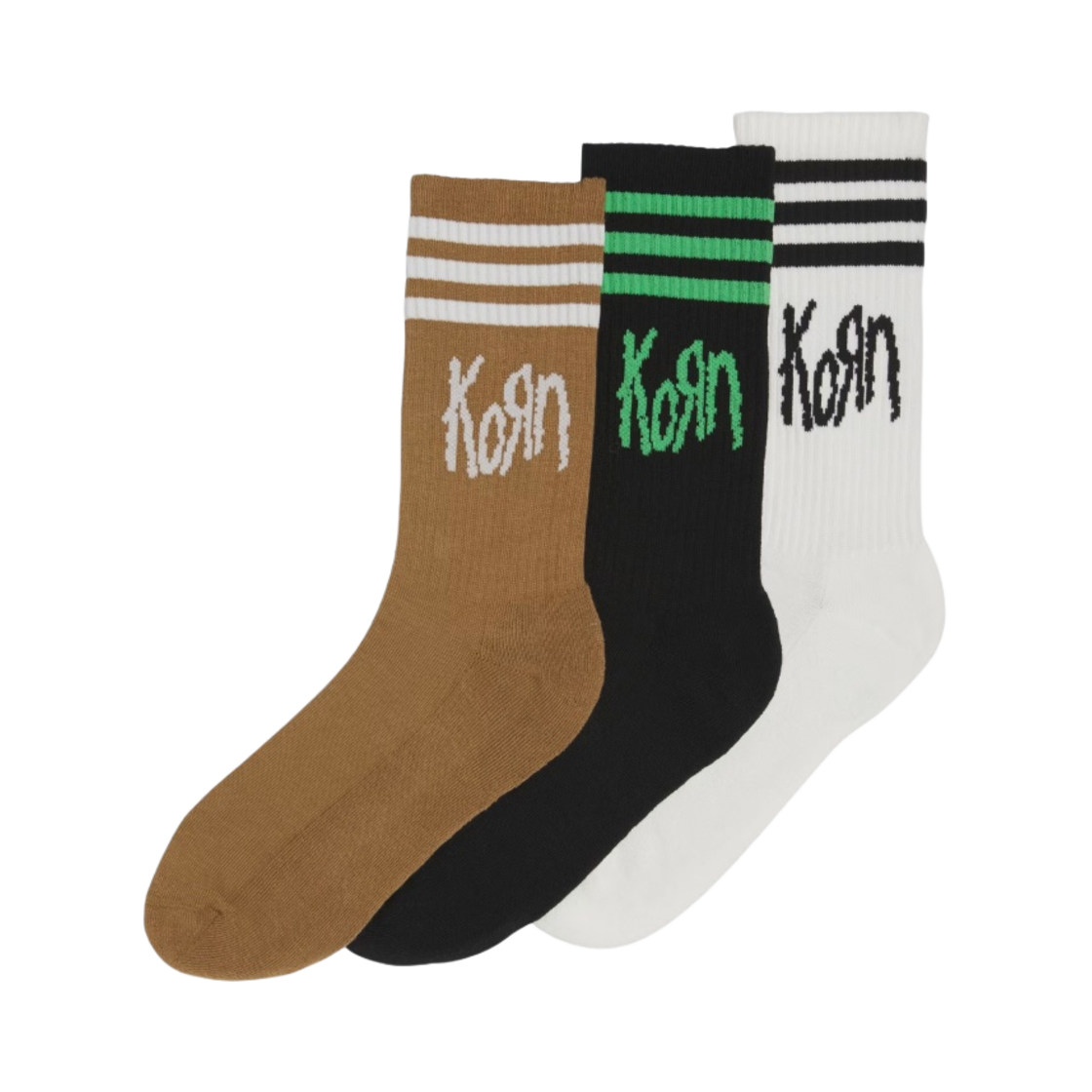 아디다스 x 콘 삭스 오프 화이트 블랙 브라운 데저트 (3개입)(Adidas x KoRn Socks Off White Black Brown Desert (3 Pack))