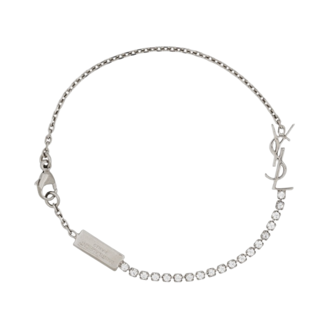 (W) 생로랑 메탈 앤 라인스톤 오피움 참 브레이슬릿 팔라듐((W) Saint Laurent Opyum Charm Bracelet in Metal and Rhinestone Palladium)